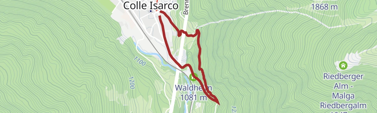 Route map: Water fall trail in Gossensass/Colle Isarco